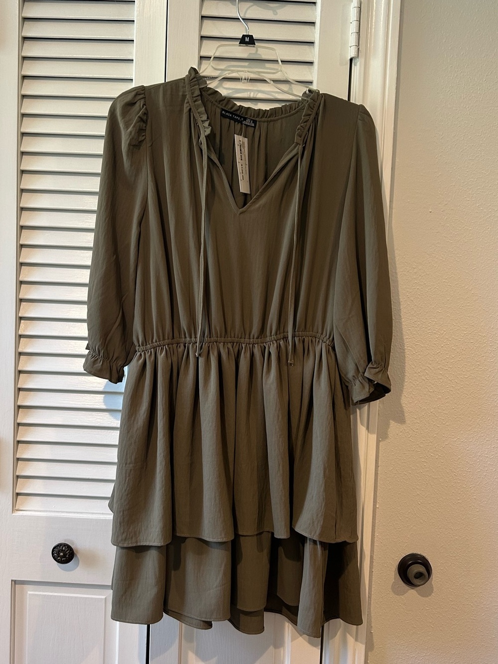 Cute Olive Dress - Boutique Black Tape Ruffled Tiered Dress